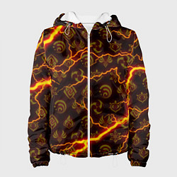 Куртка с капюшоном женская ОГНЕННЫЕ МОЛНИИ ГЕНШИН ИМПАКТ ОГОНЬ, цвет: 3D-белый