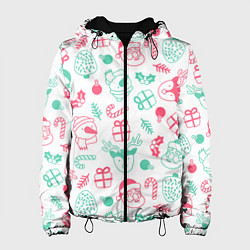 Куртка с капюшоном женская Новогодние сказания, цвет: 3D-черный
