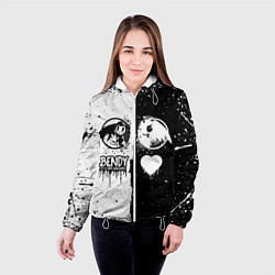 Куртка с капюшоном женская BLACK AND WHITE BENDY AND THE INK MACHINE, цвет: 3D-белый — фото 2