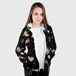 Куртка с капюшоном женская Космические коты, цвет: 3D-белый — фото 2