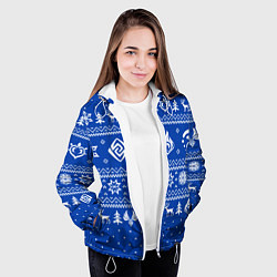Куртка с капюшоном женская НОВОГОДНИЙ СВИТЕР GENSHIN IMPACT СИНИЙ, цвет: 3D-белый — фото 2