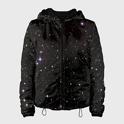 Куртка с капюшоном женская Ночное звездное небо, цвет: 3D-черный