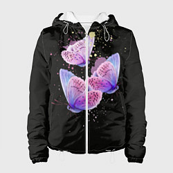 Куртка с капюшоном женская Butterflies Sky, цвет: 3D-белый