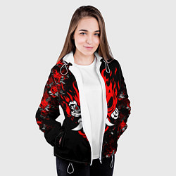 Куртка с капюшоном женская SAMURAI CYBERPUNK 2077 LOGO, цвет: 3D-белый — фото 2