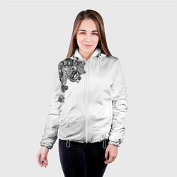 Куртка с капюшоном женская Черно Белые КруЖева, цвет: 3D-белый — фото 2