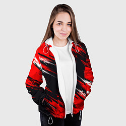 Куртка с капюшоном женская БЕЛО-КРАСНАЯ КРАСКА, цвет: 3D-белый — фото 2
