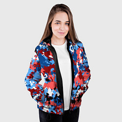 Куртка с капюшоном женская Красно-синий камуфляж, цвет: 3D-черный — фото 2