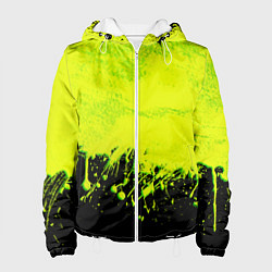 Куртка с капюшоном женская НЕОНОВЫЕ БРЫЗГИ КРАСКИ, цвет: 3D-белый