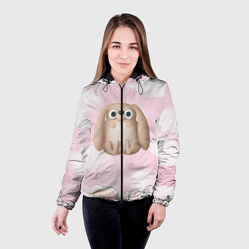 Женская куртка Большой забавный заяц / 3D-Черный – фото 4