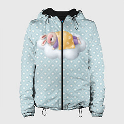 Куртка с капюшоном женская Спящий кролик, цвет: 3D-черный