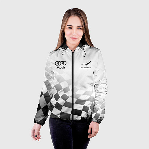 Женская куртка Audi Quattro, Ауди Кватро, Финишный флаг / 3D-Черный – фото 4