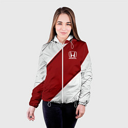 Куртка с капюшоном женская Honda - Red sport, цвет: 3D-белый — фото 2