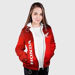 Куртка с капюшоном женская Honda - Red, цвет: 3D-белый — фото 2