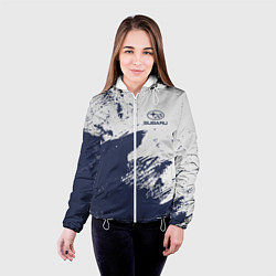 Куртка с капюшоном женская Subaru - Текстура, цвет: 3D-белый — фото 2