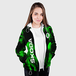 Куртка с капюшоном женская Skoda: Green Smoke, цвет: 3D-белый — фото 2