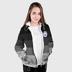 Куртка с капюшоном женская Манчестер Сити, Manchester City, Серый градиент, цвет: 3D-белый — фото 2