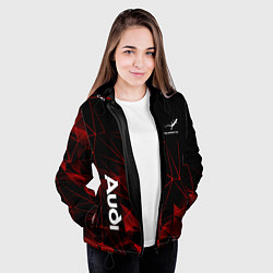 Куртка с капюшоном женская Ауди, Audi Красный узор, цвет: 3D-черный — фото 2
