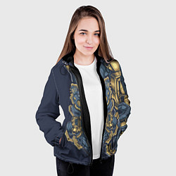 Куртка с капюшоном женская Робот в узорах, цвет: 3D-черный — фото 2