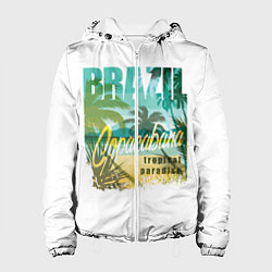 Куртка с капюшоном женская Тропический Рай Бразилии, цвет: 3D-белый