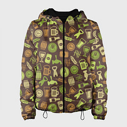 Куртка с капюшоном женская Пивная Символика, цвет: 3D-черный