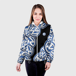 Куртка с капюшоном женская Volkswagen logo Pattern, цвет: 3D-белый — фото 2