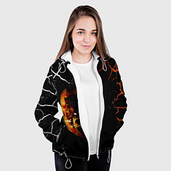 Куртка с капюшоном женская КЛИНОК РАССЕКАЮЩИЙ ДЕМОНОВ Зеницу Агацума, цвет: 3D-белый — фото 2