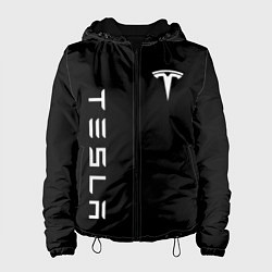 Куртка с капюшоном женская Tesla Тесла логотип и надпись, цвет: 3D-черный