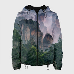 Куртка с капюшоном женская Горы лес каньон, цвет: 3D-черный