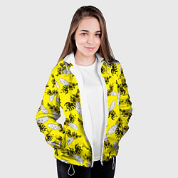 Куртка с капюшоном женская Пчелы на желтом, цвет: 3D-белый — фото 2
