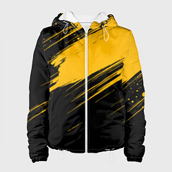 Куртка с капюшоном женская Black and yellow grunge, цвет: 3D-белый