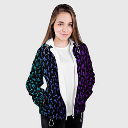 Куртка с капюшоном женская Рунический алфавит Neon pattern, цвет: 3D-белый — фото 2