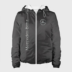 Куртка с капюшоном женская Mercedes карбоновые полосы, цвет: 3D-белый