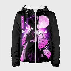 Куртка с капюшоном женская Шинобу Кочо силуэт Клинок рассекающего демона, цвет: 3D-белый