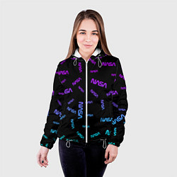 Куртка с капюшоном женская NASA NEON PATTERN, цвет: 3D-белый — фото 2