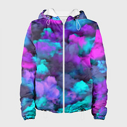 Куртка с капюшоном женская Неоновые тучи, цвет: 3D-белый