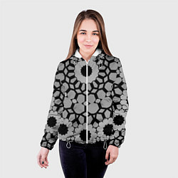 Куртка с капюшоном женская Модный геометрический узор, цвет: 3D-белый — фото 2
