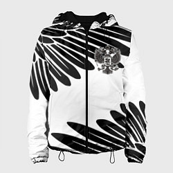 Куртка с капюшоном женская ГЕРБ РОССИИ КРЫЛЬЯ СВОБОДЫ, цвет: 3D-черный