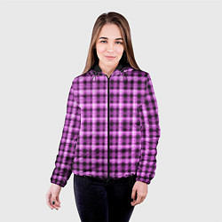 Куртка с капюшоном женская Неоновый узор в клетку Светящиеся квадраты, сетка, цвет: 3D-черный — фото 2