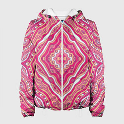 Куртка с капюшоном женская Абстракция Узор розового цвета, цвет: 3D-белый