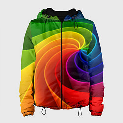 Куртка с капюшоном женская Спираль Модный узор 2023 Неон, цвет: 3D-черный