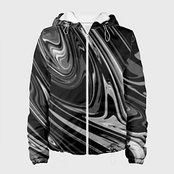Куртка с капюшоном женская Черно-белый мрамор, цвет: 3D-белый