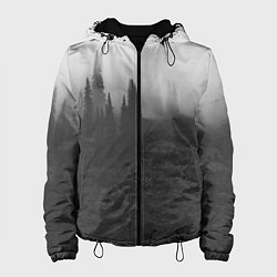 Куртка с капюшоном женская Туманный лес - туман, цвет: 3D-черный