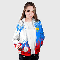Куртка с капюшоном женская Я русский герб, цвет: 3D-белый — фото 2
