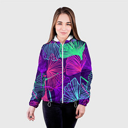 Куртка с капюшоном женская Neon color pattern Fashion 2023, цвет: 3D-белый — фото 2