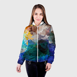 Куртка с капюшоном женская Осенний мозаичный узор, цвет: 3D-белый — фото 2