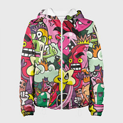 Куртка с капюшоном женская Веселые монстрики - чудики, цвет: 3D-белый
