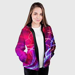 Куртка с капюшоном женская Неоновые огни Абстракция, цвет: 3D-черный — фото 2