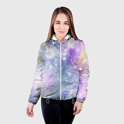 Куртка с капюшоном женская Абстрактные блики, цвет: 3D-белый — фото 2