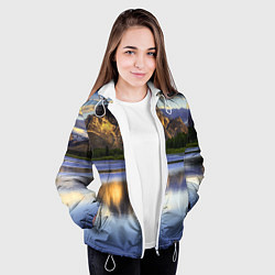 Куртка с капюшоном женская Горы mountains, цвет: 3D-белый — фото 2