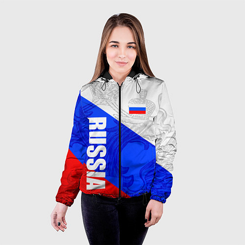 Женская куртка RUSSIA - SPORTWEAR - ТРИКОЛОР / 3D-Черный – фото 4